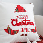 SOGA 2X 45cm “Merry Christmas To You” Festive White Pillowcase with Red & Green Accents