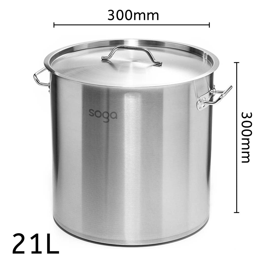 SOGA Dual Burners Cooktop Stove 30cm Cast Iron Skillet and 21L Stainless Steel Stockpot 30cm