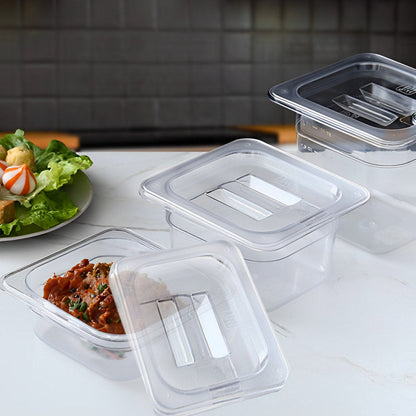 SOGA 100mm Clear Gastronorm GN Pan 1/6 Food Tray Storage Bundle of 4 with Lid