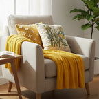 SOGA 3PC Cozy Home Set – Striped Flannel Throw Blanket with Decorative Pillow Covers (Botanical Garden & Diamond Elegance Design)