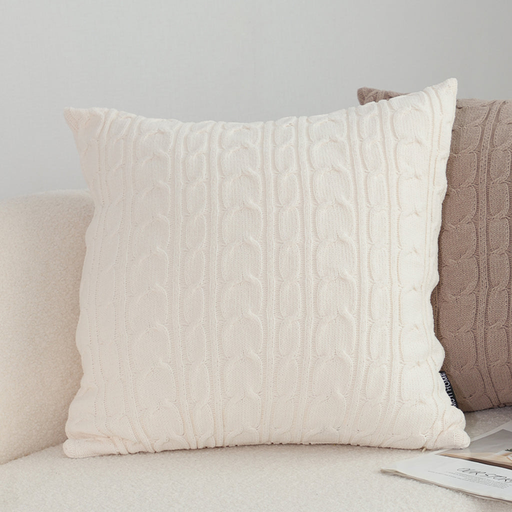 SOGA 45cm Classic Cream Cable Knit Decorative Pillowcase