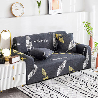 SOGA 4-Seater Feather Print Sofa Cover Couch Protector High Stretch Lounge Slipcover Home Decor