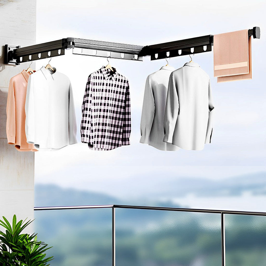 SOGA 2X 50.2 in Wall-Mounted Clothing Dry Rack – Retractable Space-Saving Foldable Hanger