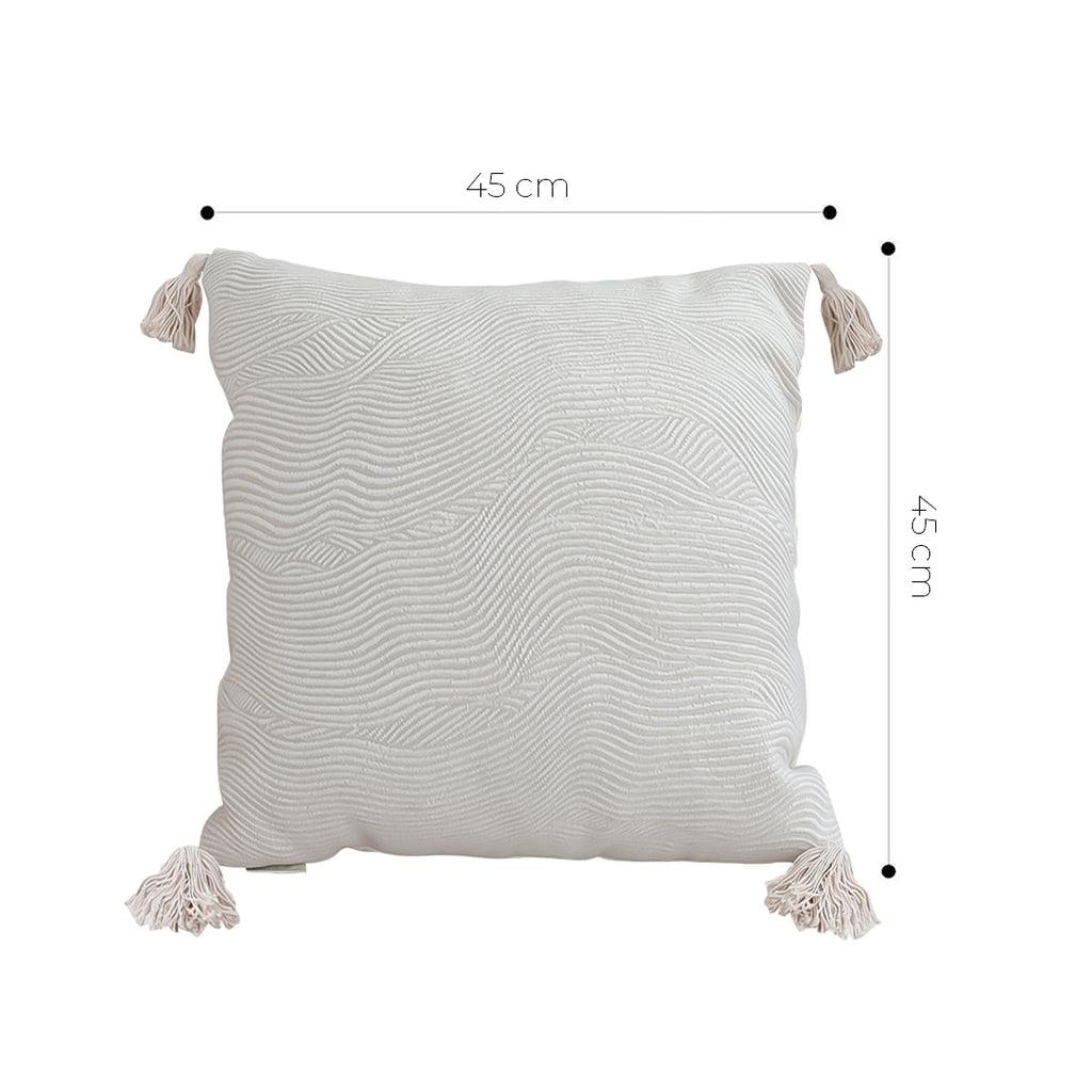 SOGA 45cm Minimalist Cream Tassel Pillowcase with tassels