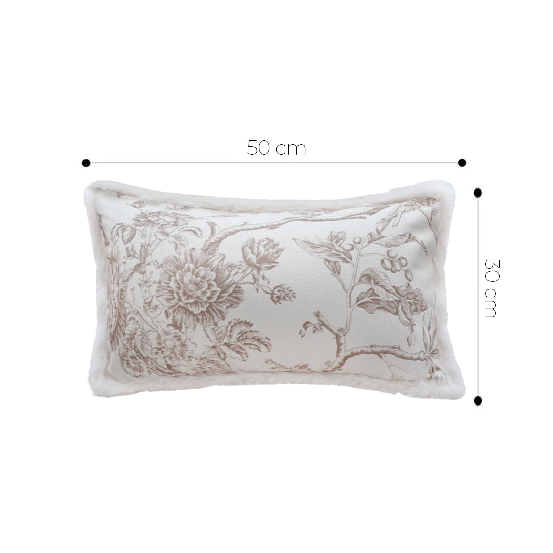 SOGA 30x50cm Taupe Floral Embroidered Pillowcase