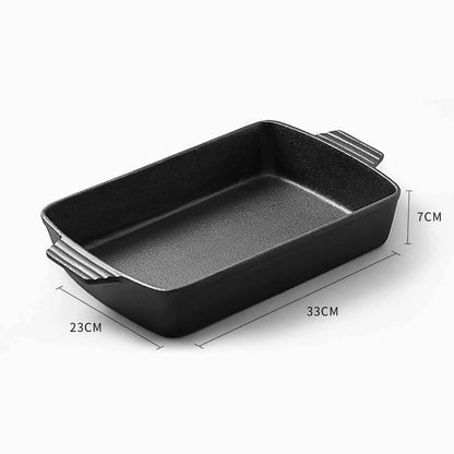 SOGA 33cm Cast Iron Rectangle Bread Cake Baking Dish Lasagna Roasting Pan