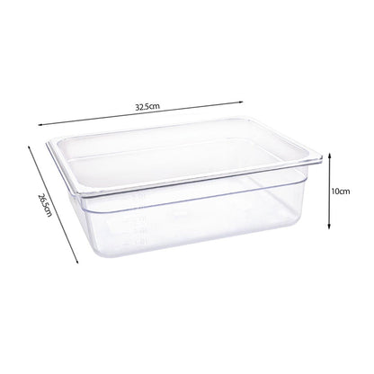 SOGA 100mm Clear Gastronorm GN Pan 1/2 Food Tray Storage Bundle of 2