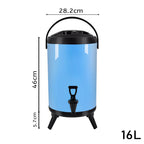 SOGA 8X 4.2 Gal Stainless Steel Insulated Milk Tea Barrel Hot and Cold Beverage Dispenser Container with Faucet Blue