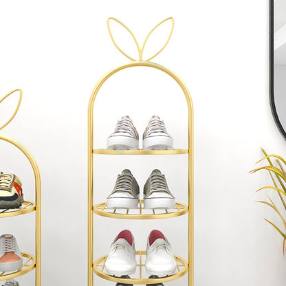 SOGA 6 Tier Bunny Ears Shape Gold Plated Metal Shoe Organizer Space Saving Portable Footwear Storage Shelf