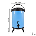 SOGA 4X 4.8 Gal Stainless Steel Insulated Milk Tea Barrel Hot and Cold Beverage Dispenser Container with Faucet Blue