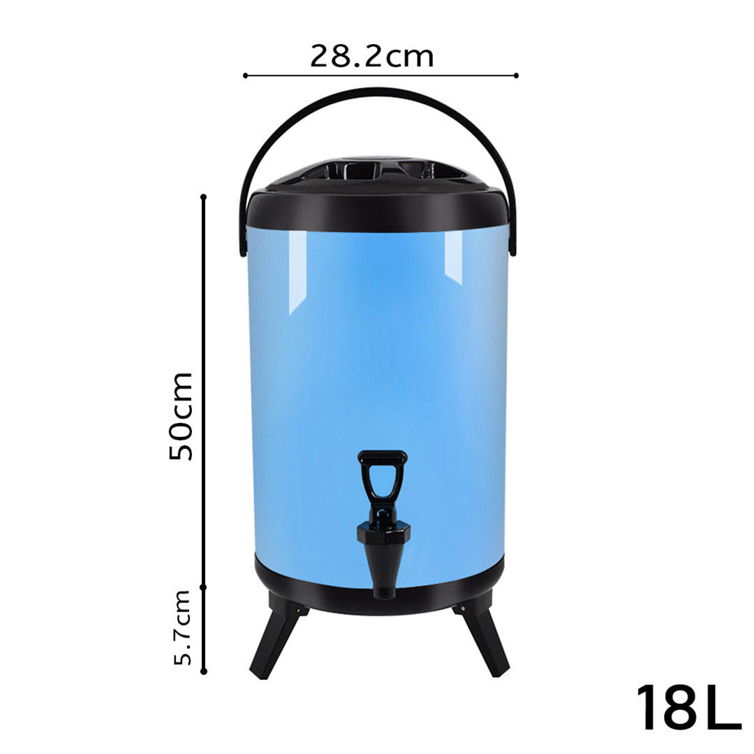 SOGA 4X 18L Stainless Steel Insulated Milk Tea Barrel Hot and Cold Beverage Dispenser Container with Faucet Blue