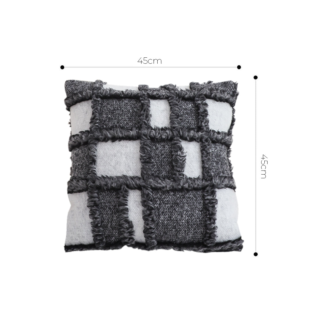 SOGA 45cm Luxurious Faux Fur Textured Checkered Pillowcase