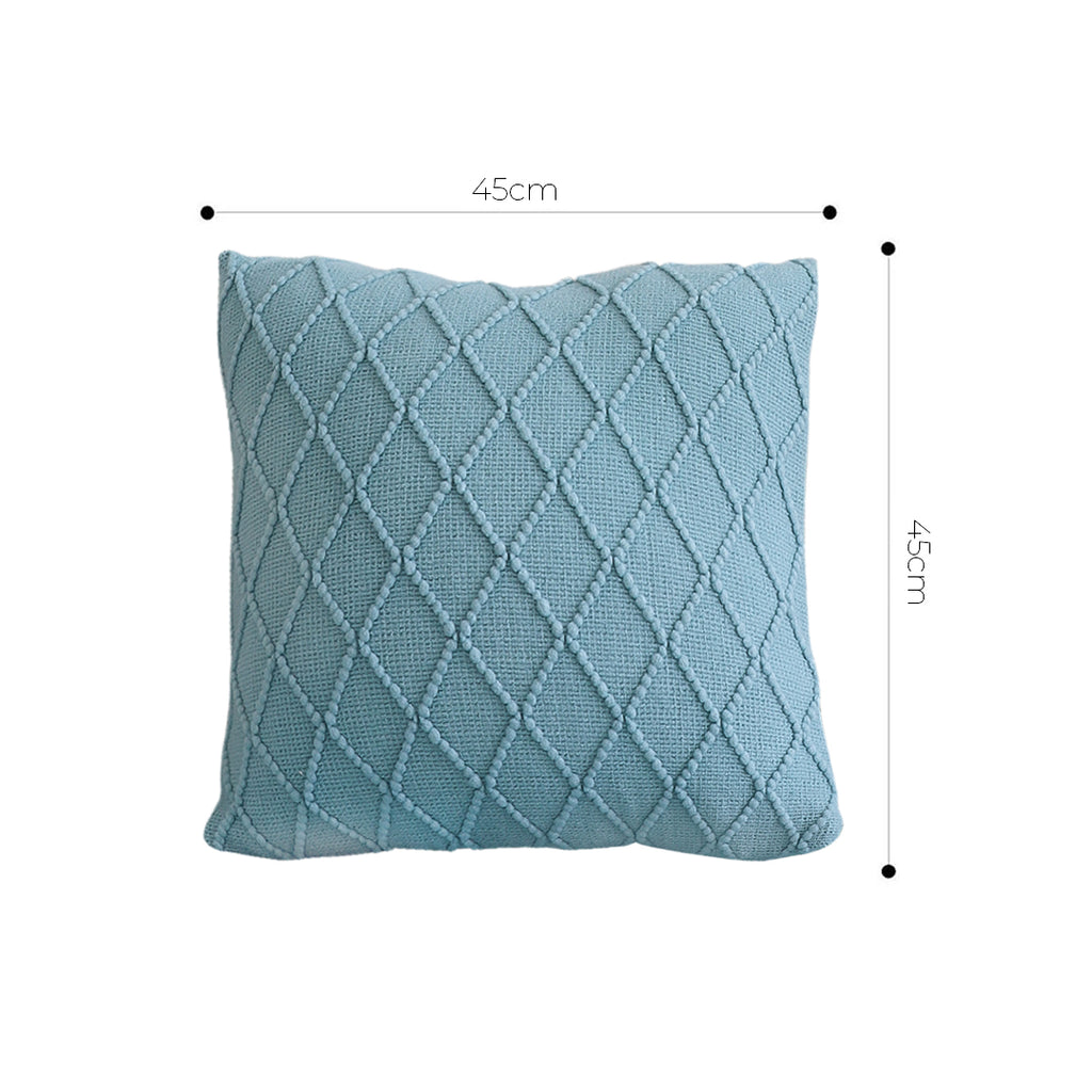 SOGA 2X 45cm Sky Blue Diamond Knit Pillowcase
