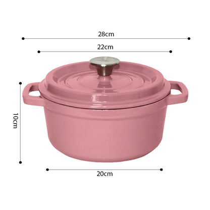 SOGA Cast Iron Enamel Porcelain Stewpot Casserole Stew Cooking Pot With Lid 2.7L Pink 22cm