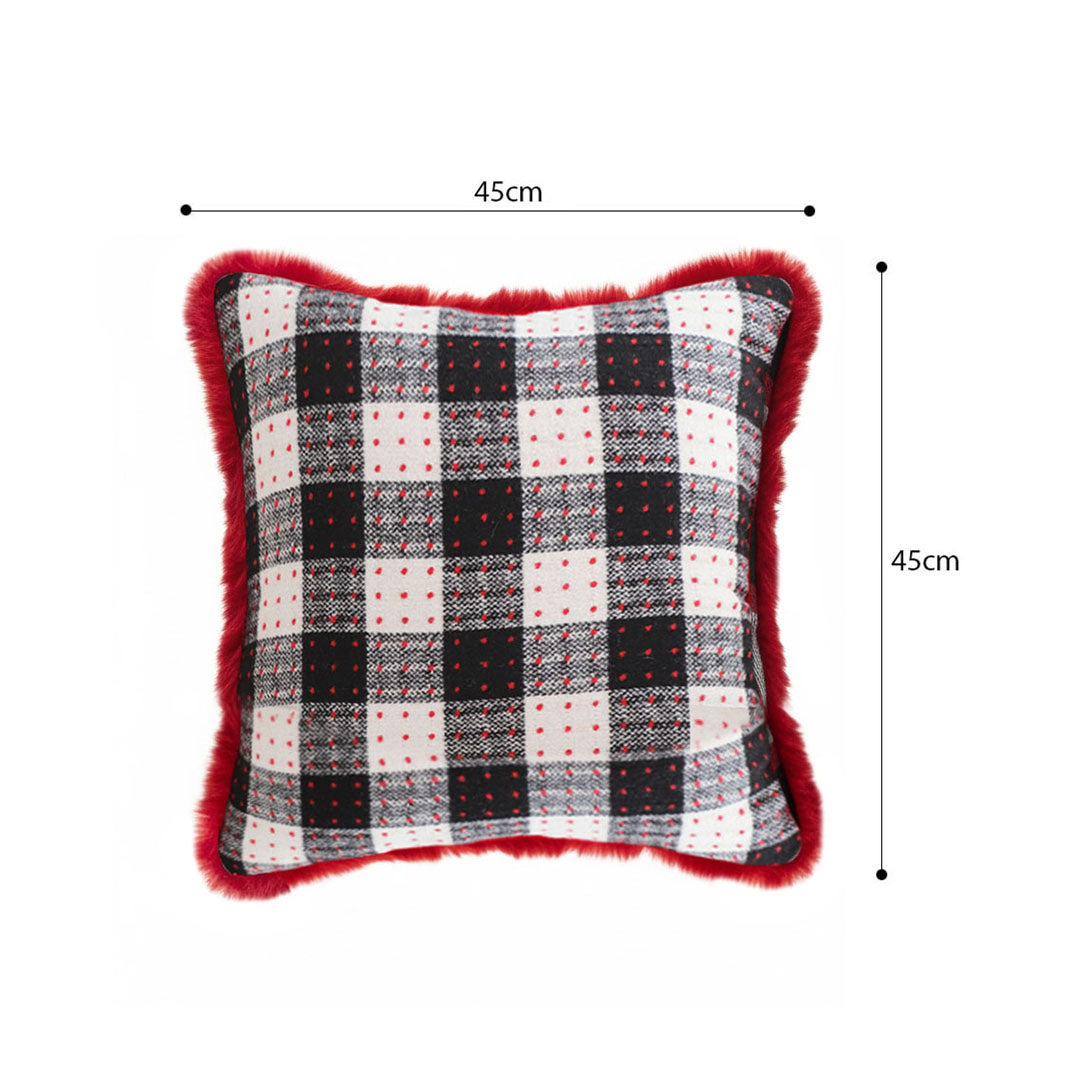 SOGA 45cm CozyFest Square Buffalo Plaid Fleece Pillowcase