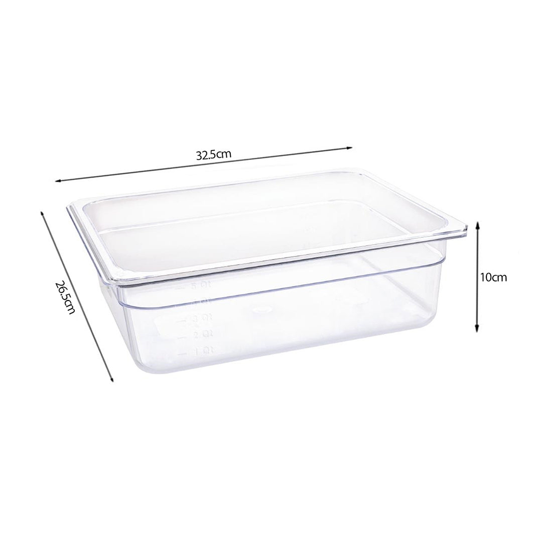 SOGA 100mm Clear Gastronorm GN Pan 1/2 Food Tray Storage Bundle of 4 with Lid