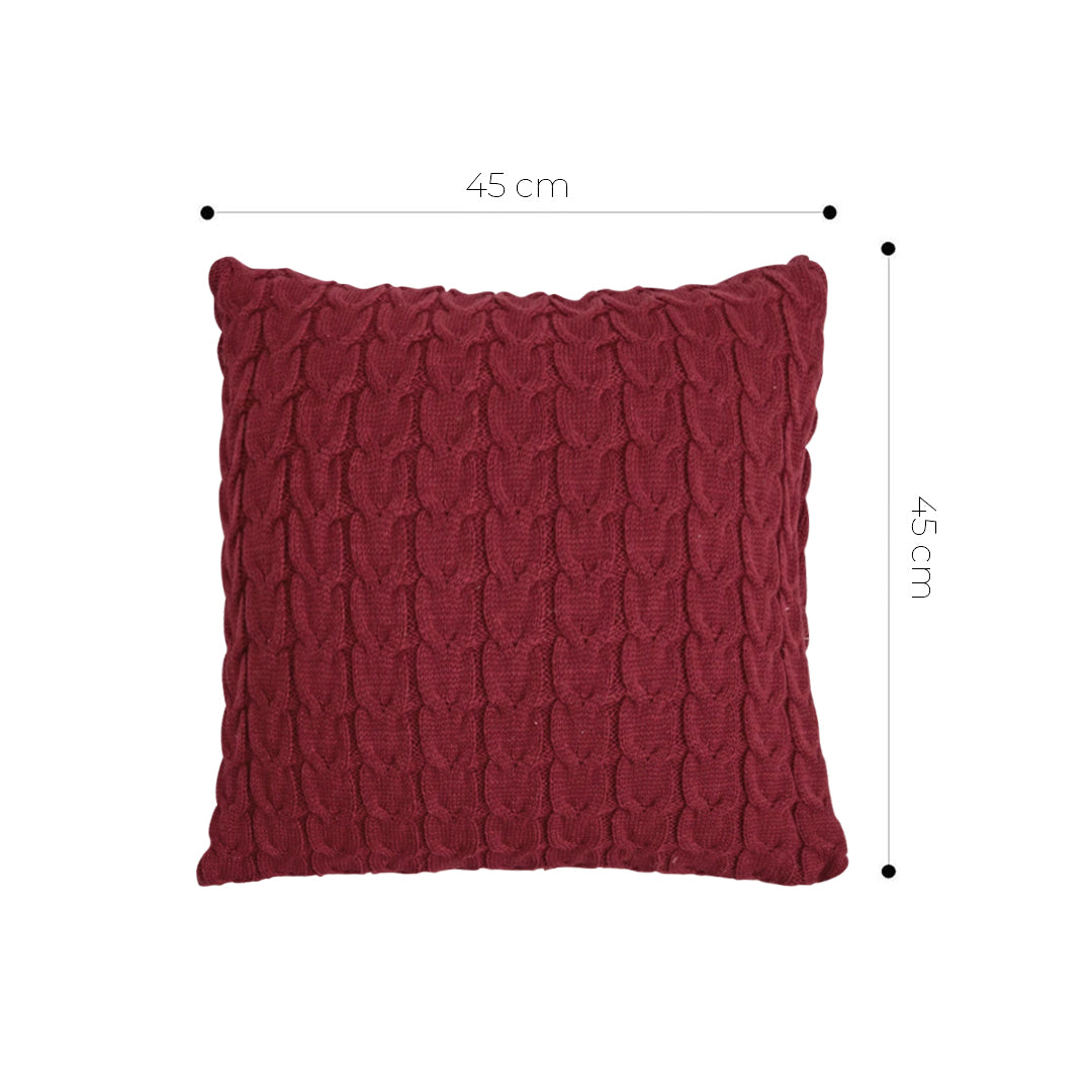 SOGA 45cm Cable Knit Pillowcase (Deep Red)