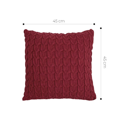 SOGA 45cm Cable Knit Pillowcase (Deep Red)