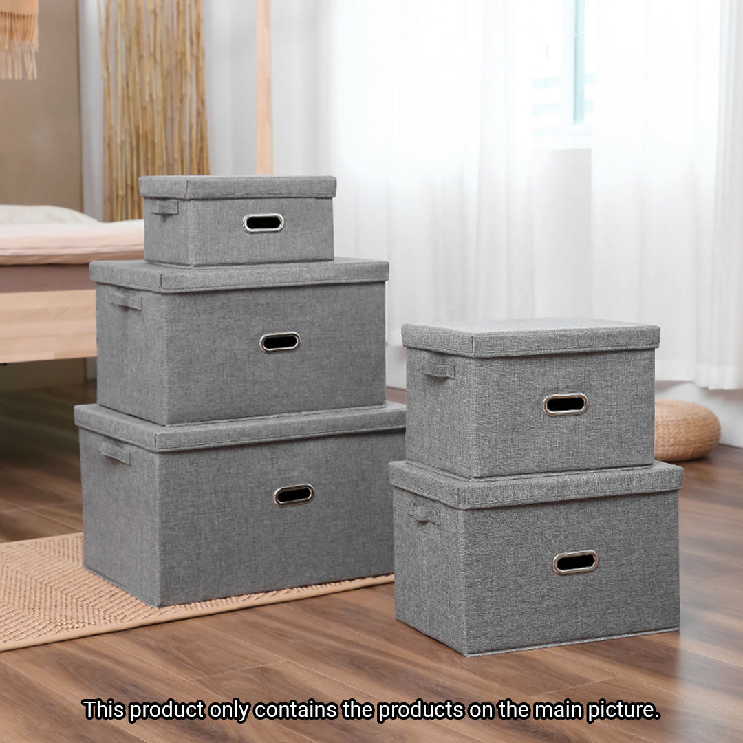 SOGA 2X Grey Small Foldable Canvas Storage Box Cube Clothes Basket Organiser Home Decorative Box