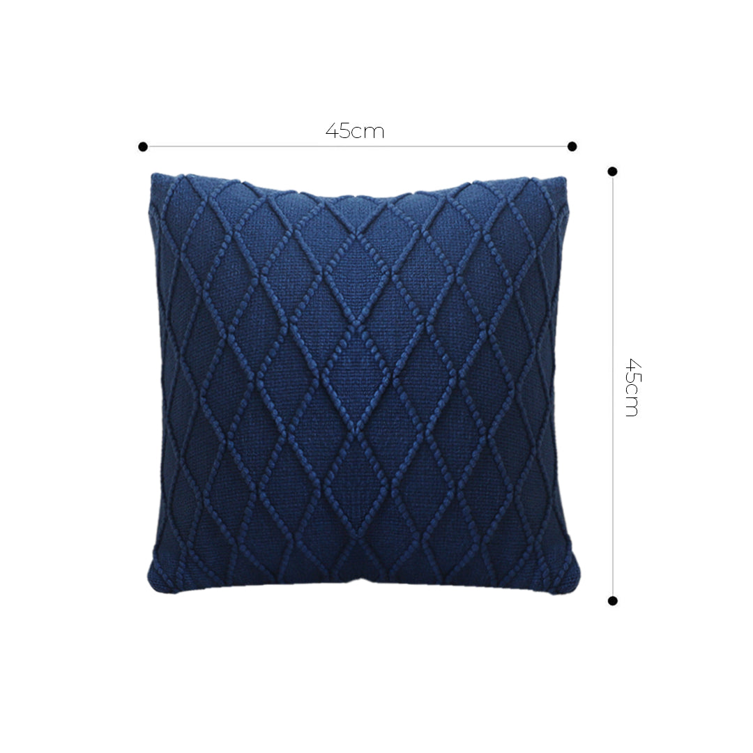 SOGA Set of 2 Navy Blue Diamond Knit Pillowcases – 45cm Decorative Cushion Covers