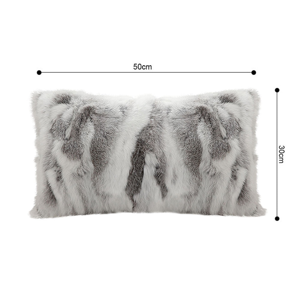 SOGA 2X 30x50cm Luxury Faux Fur Pillowcase (Gray/White)