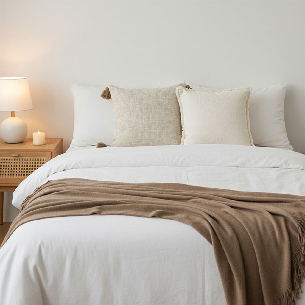 SOGA Cozy Home Set-Flannel Throw Blanket & 2 Decorative Pillow Covers (Knit & Abstract), Soft & Stylish