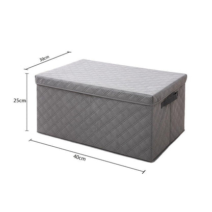 SOGA 2X Medium Grey Non-Woven Diamond Quilt Grid Fabric Storage/Organizer