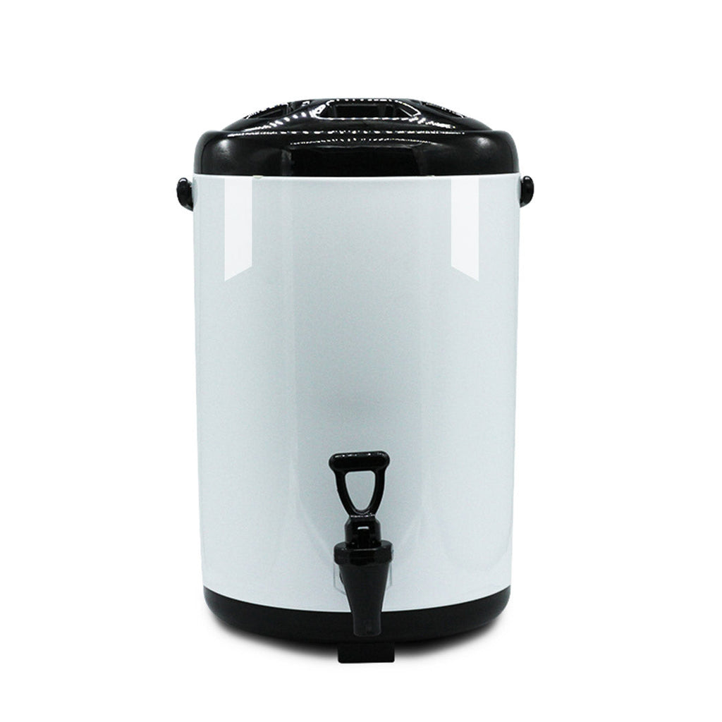 SOGA 8X 2.6 Gal Stainless Steel Insulated Milk Tea Barrel Hot and Cold Beverage Dispenser Container with Faucet White