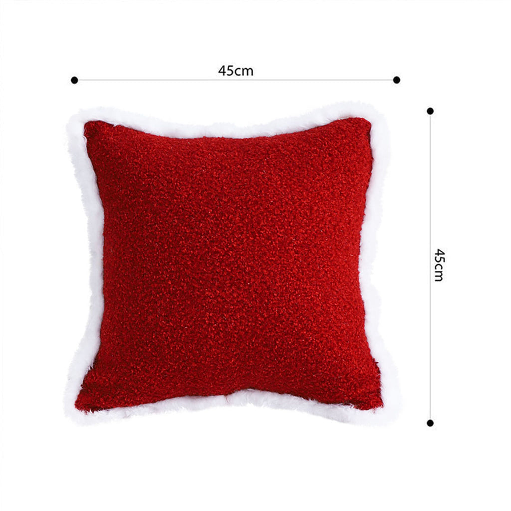SOGA 45cm Plush Crimson Red Square Pillow Cover