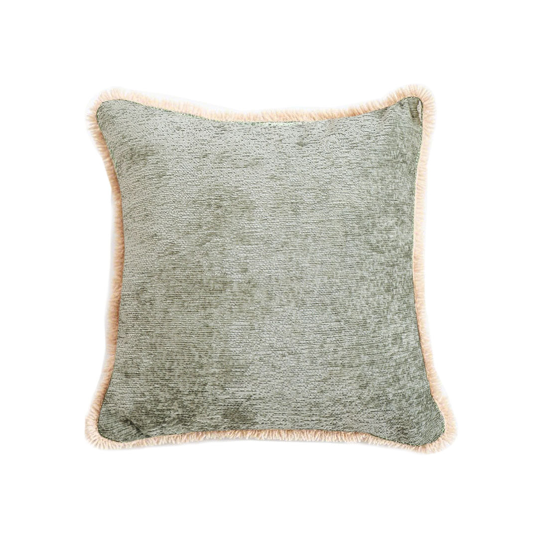 SOGA 45cm Sage Green Velvet Pillowcase with Faux Fur Trim