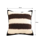 SOGA 45cm Cozy Brown & Cream Striped Bouclé Square Pillowcase
