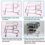 SOGA 3 Tier Food Trolley Food Waste Cart Five Buckets Kitchen Food Utility 80x43x89cm Round