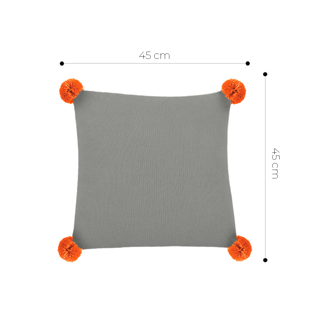 SOGA 45cm Ribbed Knit Pillowcase with Pom-Poms (Light Gray)