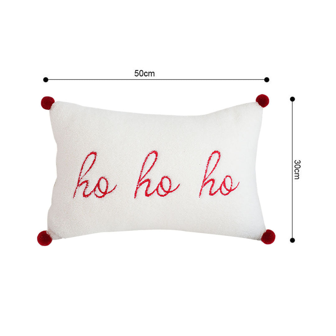 SOGA 45cm Ho Ho Ho Sherpa Christmas Pillowcase
