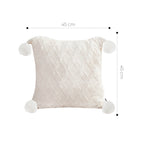 SOGA 45cm Luxurious Ivory Diamond Knit Throw Pillowcase with Pom Poms