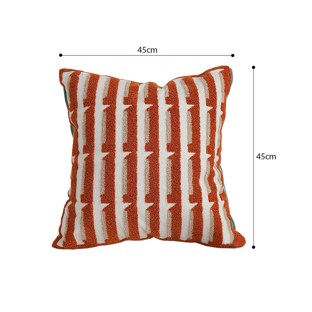 SOGA 45cm Rust Orange & Off-White Striped Polyester Decorative Pillowcase