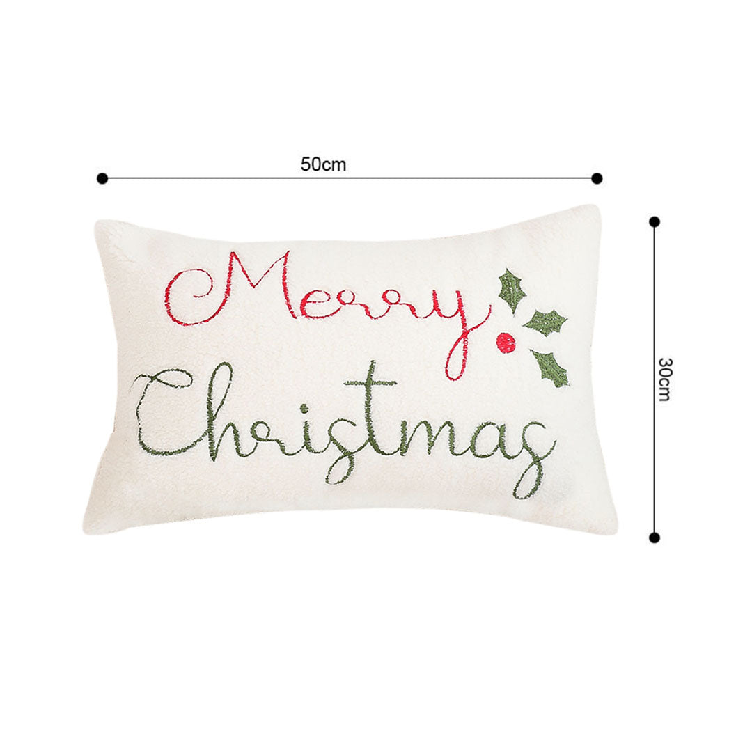 SOGA 45cm Christmas Pine Leaf Lambskin Waist Pillowcase