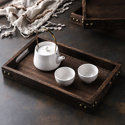 SOGA 2X Small Walnut Rectangle Wooden Tray Breakfast Dinner Serving Board Tea Set Holder Kitchen Home Decor