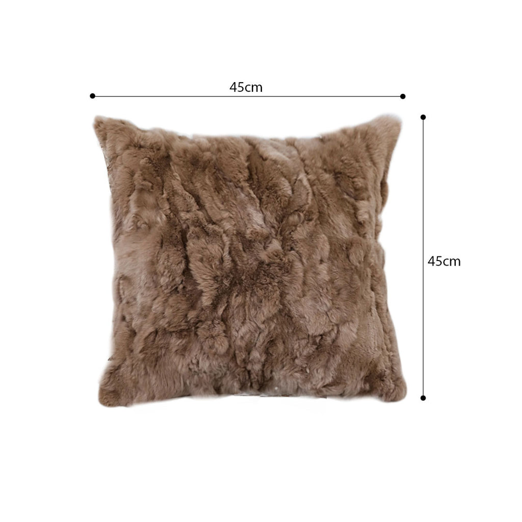 SOGA 45cm  LuxeFur Plush Brown Pillowcase