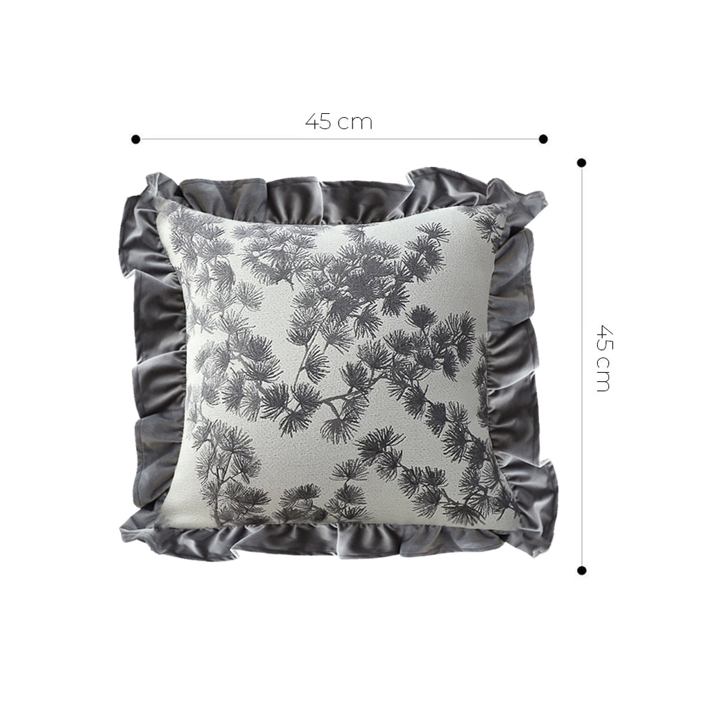 SOGA 45cm Gray Floral with Ruffle Trim