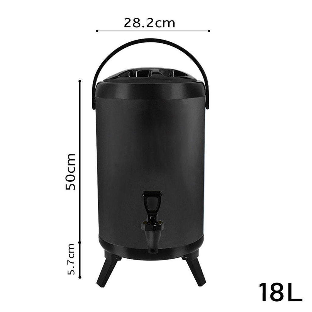 SOGA 8X 4.8 Gal Stainless Steel Insulated Milk Tea Barrel Hot and Cold Beverage Dispenser Container with Faucet Black