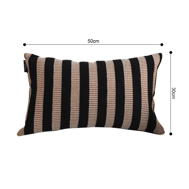 SOGA 30x50cm Black & Tan Striped Rectangular Pillowcase