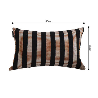 SOGA 30x50cm Black & Tan Striped Rectangular Pillowcase