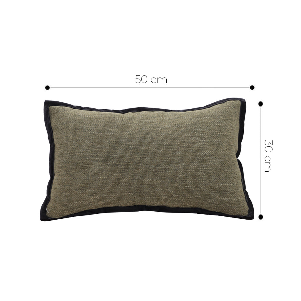 SOGA 2X 30x50cm Versatile Olive Green Lumbar Pillowcase with Black Border