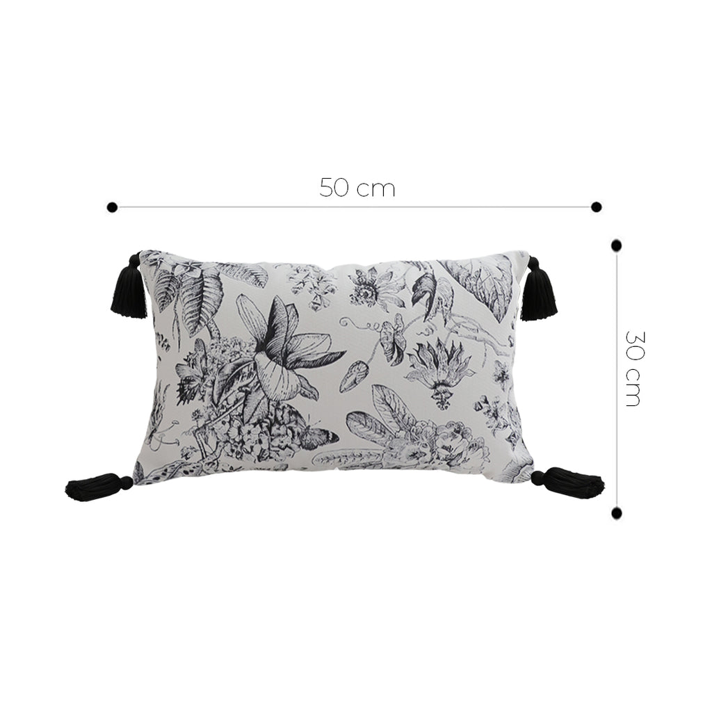 SOGA 30x50cm Chic Botanical Bliss Rectangular Pillowcase with Tassel Accents