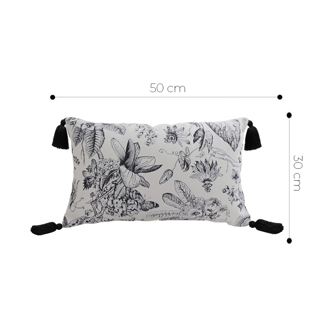 SOGA 30x50cm Chic Botanical Bliss Rectangular Pillowcase with Tassel Accents