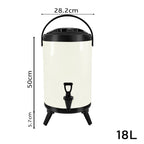 SOGA 2X 4.8 Gal Stainless Steel Insulated Milk Tea Barrel Hot and Cold Beverage Dispenser Container with Faucet White