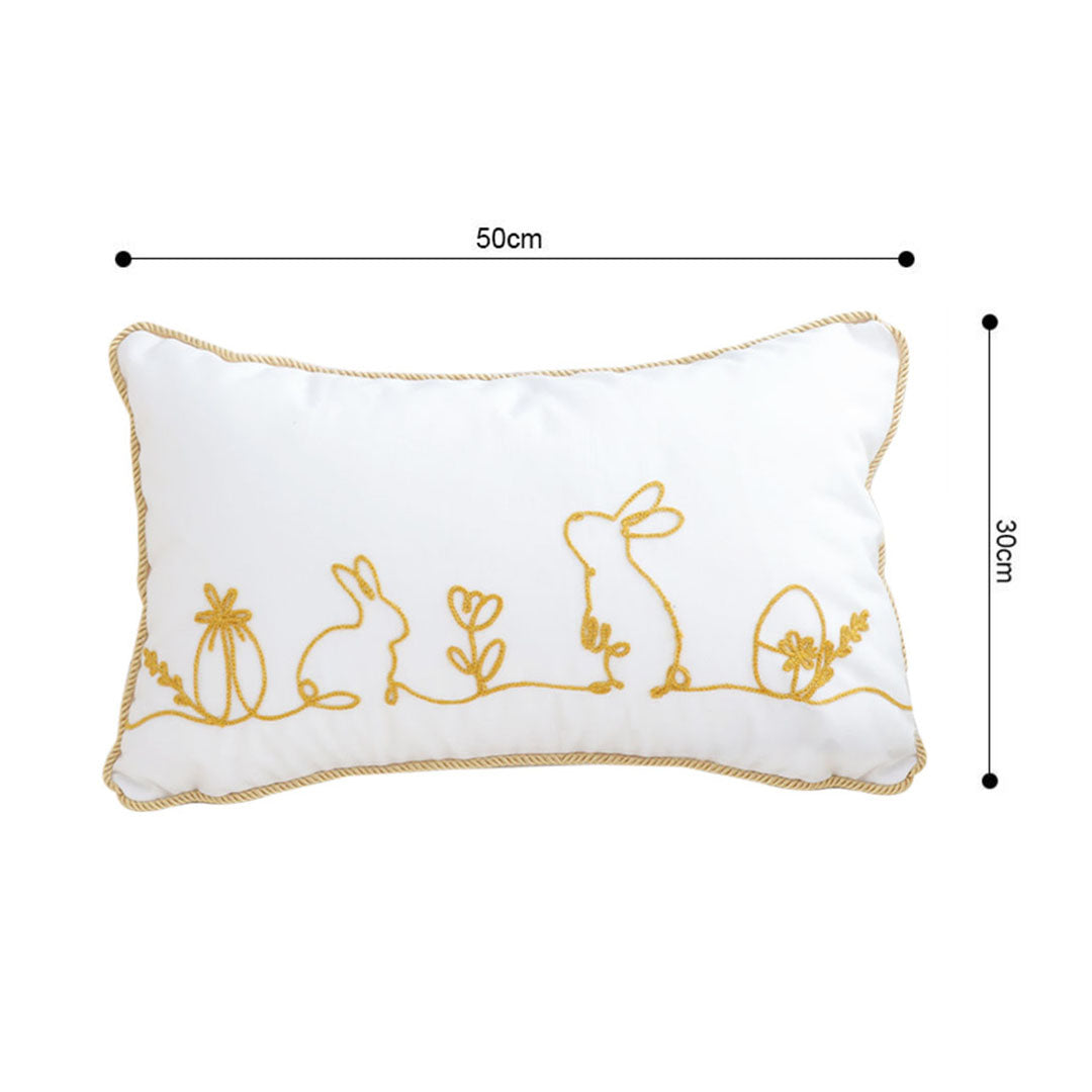 SOGA 30x50cm Elegant White Easter Embroidered Pillowcases