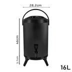 SOGA 4.2 gal Stainless Steel Insulated Milk Tea Barrel Hot and Cold Beverage Dispenser Container with Faucet Black
