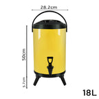 SOGA 4.8 Gal Stainless Steel Insulated Milk Tea Barrel Hot and Cold Beverage Dispenser Container with Faucet Yellow